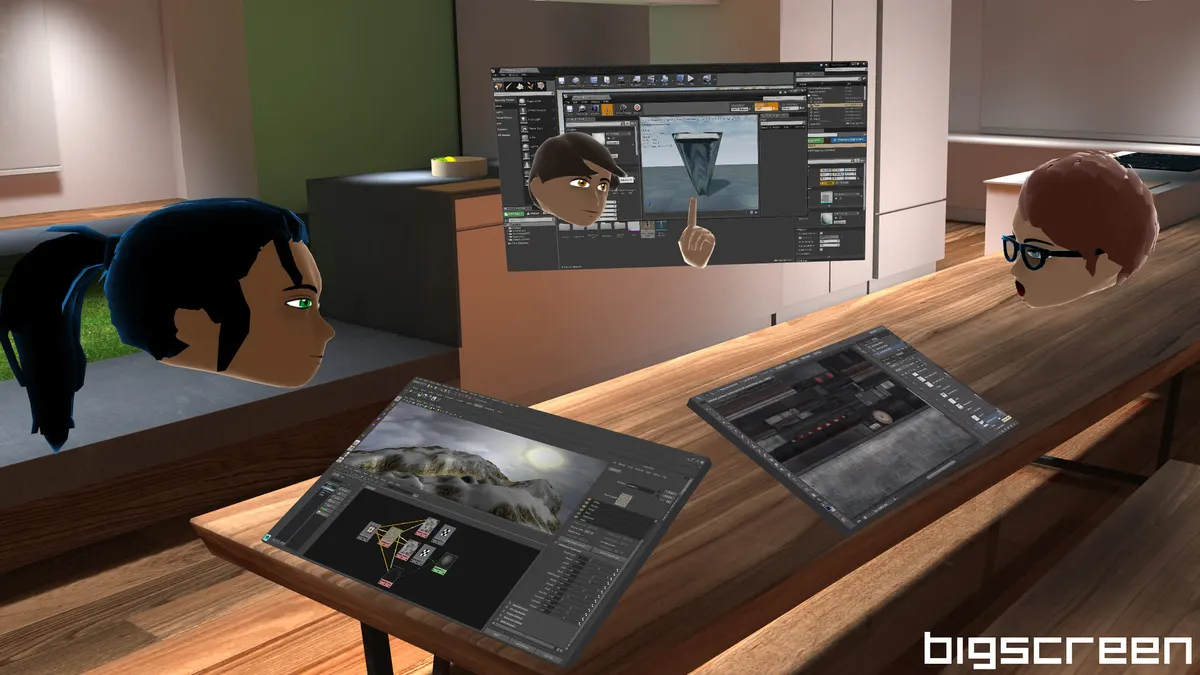 A workbench at the Bigscreen office